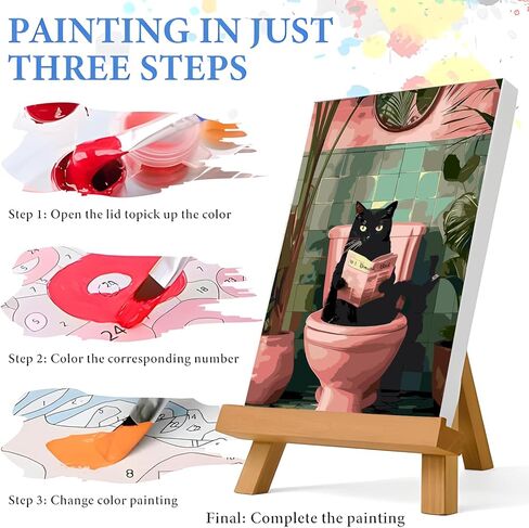 APVZARHT Black Cat Paint by Numbers for Adults, Paint by Numbers Kit on Canvas for Beginners, Painting Set Craft Supplies and Acrylic Paint by Number Kits for Home Wall Decor 16x20 Inch in Kuwait