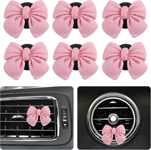 6PCS Bow Car Vent Clips,Sweet Air Vent Clips as New Driver Gifts & Car Vents Accessories,Cute Cars Clip for Vents as Girly Cars Accessories for Women Fit Most Vehicles in Saudi Arabia