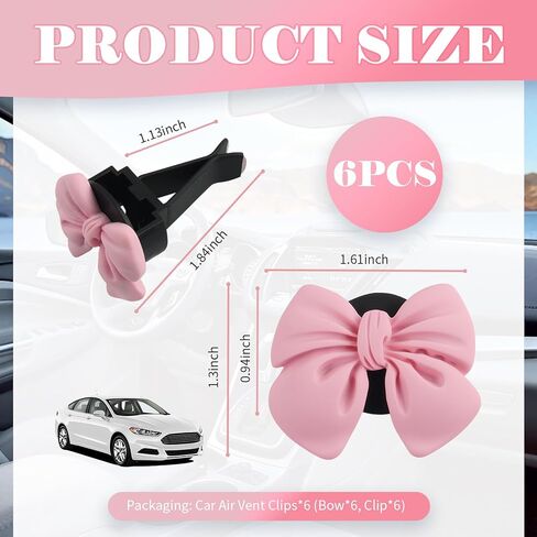 6PCS Bow Car Vent Clips,Sweet Air Vent Clips as New Driver Gifts & Car Vents Accessories,Cute Cars Clip for Vents as Girly Cars Accessories for Women Fit Most Vehicles in Saudi Arabia