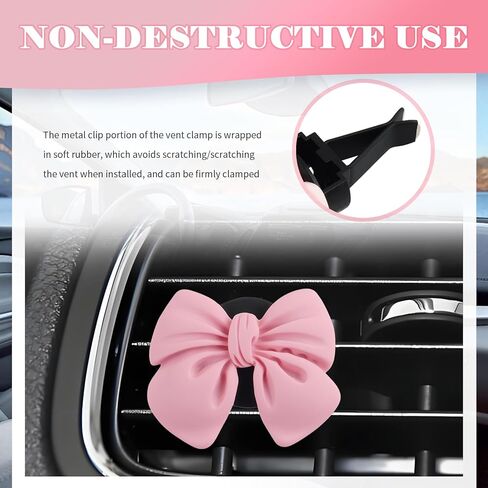 6PCS Bow Car Vent Clips,Sweet Air Vent Clips as New Driver Gifts & Car Vents Accessories,Cute Cars Clip for Vents as Girly Cars Accessories for Women Fit Most Vehicles in Saudi Arabia