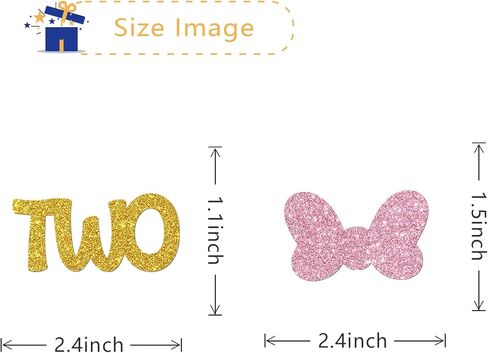 Bow Two Cupcake Toppers/Girls Children 2nd Birthday Cupcake Toppers/Twins 2nd Birthday/Twodles Party Decorations/Glitter - 24 Pcs in Saudi Arabia