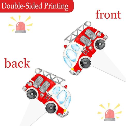 Emergency Vehicle Cupcake Toppers 48 Pieces Fire Truck Police Birthday Cake Picks Sound The Alarm Theme Party Decorations Emergency Ambulance Cake Decoration for Boys Rescue Party Baby Shower Supplies in Kuwait