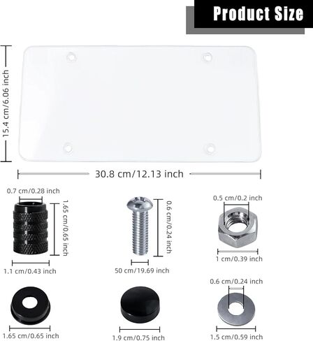 2 Pack License Plate Covers - Clear License Plate Protector, Unbreakable Transparency Plastic Car Tag Cover for Universal Vehicles, Front Rear Fit with Screws & Caps (with Tire Valve Caps) in Kuwait