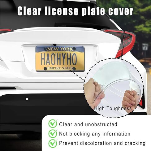 2 Pack License Plate Covers - Clear License Plate Protector, Unbreakable Transparency Plastic Car Tag Cover for Universal Vehicles, Front Rear Fit with Screws & Caps (with Tire Valve Caps) in Kuwait