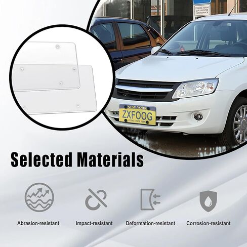 2 Pack License Plate Covers - Clear License Plate Protector, Unbreakable Transparency Plastic Car Tag Cover for Universal Vehicles, Front Rear Fit with Screws & Caps (with Tire Valve Caps) in Kuwait