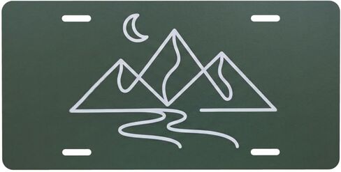 Mountain Moon License Plate - 12x6 Aluminum Minimalist Line Art Nature Hiking Camping Decor in Kuwait