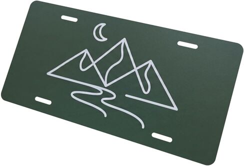 Mountain Moon License Plate - 12x6 Aluminum Minimalist Line Art Nature Hiking Camping Decor in Kuwait