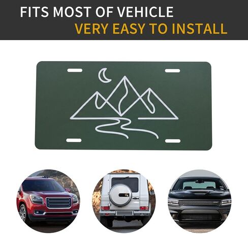 Mountain Moon License Plate - 12x6 Aluminum Minimalist Line Art Nature Hiking Camping Decor in Kuwait