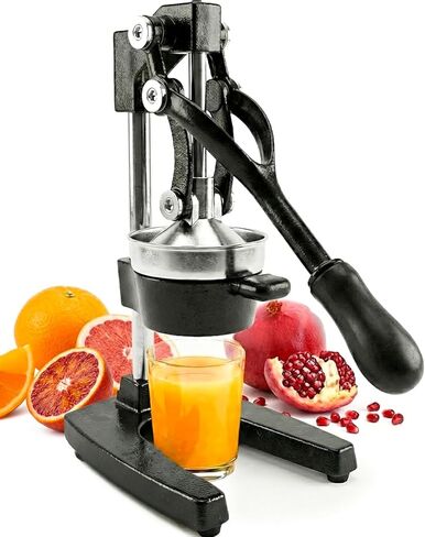 Eurolux Cast Iron Citrus Juicer | Extra-Large Commercial Grade Manual Hand Press | Heavy Duty Countertop Squeezer for Fresh Orange Juice (Bonus Stainless Steel Cup) (Black) in Saudi Arabia