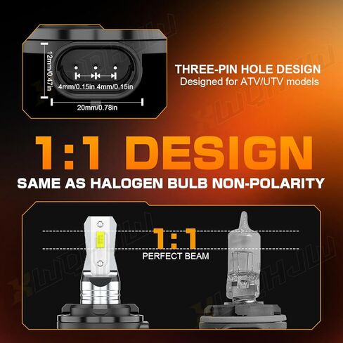4030061 Led Bulbs Compatible For Polaris ATV NORWEGIAN MAGNUM 4X4-1997-1998,ATV, Powersports Bulb, for Off Road, 500% Brightness Plug n Play, Pack of 2 in Saudi Arabia