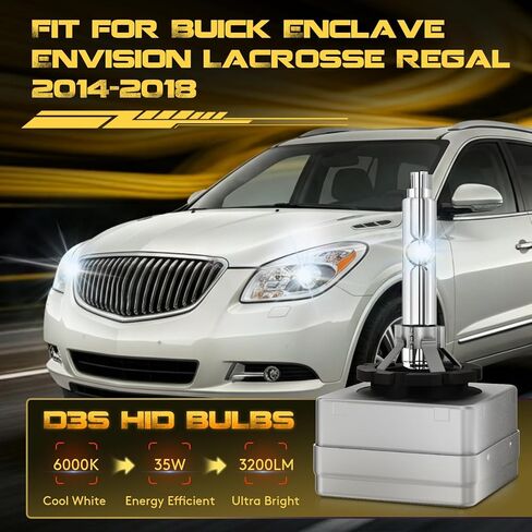 EASY EAGLE D3S HID Xenon Headlight Bulbs Fit for Buick Enclave 2013-2017 Envision LaCrosse Regal 2014-2018 6000K Cool White High & Low Beam Replacement Bulb 35W, Pack of 2 in Saudi Arabia