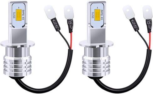 H3 LED Bulbs, 2PCS H3 2-SMD 4014 Car Led Light Fog Lamp, Super Bright Car Driving Light Bulb DRL Xenon White 6000K 12V Yellow in Saudi Arabia