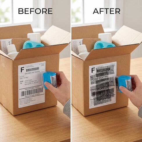 Security Envelopes, 36mm Wide Blue Privacy Stamp Roller Shipping Envelopes Confidential Identity Theft Protection Address Blocker Ink Roller for Identity Protection Information Seal in Kuwait
