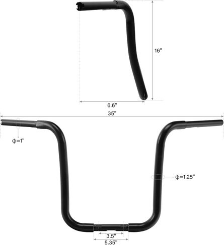 SLMOTO 16" Rise Ape Hanger 1 1/4" Handlebar Fit For Harley FLST FXST Sportster 883 1200 Black in Saudi Arabia