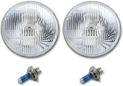 Octane Lighting 7 Inch 6 Volt Stock Style H4 Headlight 55/60W 6V Halogen Super White Light Bulb Pair in Saudi Arabia