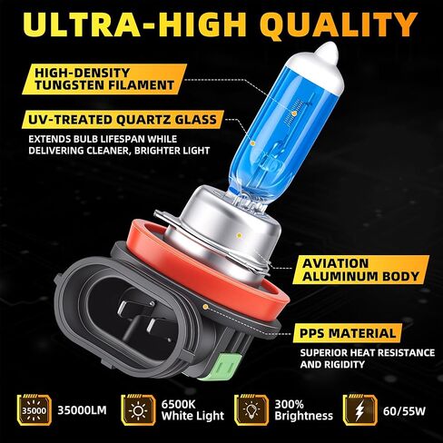 Headlight Bulb Fit For GMC Canyon 2004 2005 2006 2007 2008 2009 2010 2011 2012 High Beam Low Beam Replacement, High Performance White Light Halogen Headlamp Bulbs Set, 4 Pcs in Saudi Arabia