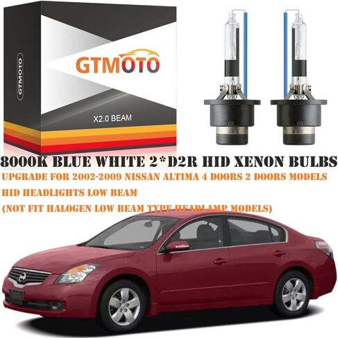 for 2008 2009 2010 2011 2012 2013 Nissan Rogue Headlight HID Low Beam with D2R Xenon Bulb Only, 26297-9B90A OEM 35W Dipped Light, 8000K White Blue 85V D2RC1 Front Lamp, 2-Pack in Kuwait