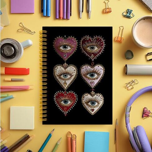 Wagoba Gothic Heart Eye Notebook Journal, Whimsigoth Witchy Heart Aesthetic Journal Gifts for Women Girls, Vintage Surreal Mystical Love Spiral Hardcover Notebook for Work Study, 5.5x8.3 Inch in Kuwait
