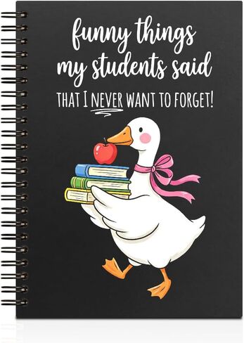 WHTYEFZ Silly Things My Students Said Did So I Never Forget Horizontal Lined Spiral Notebook, Cute Goose Design Journal for Goose Lover Teacher Educator Principal, Appreciation Gifts for Teacher Tutor in Saudi Arabia