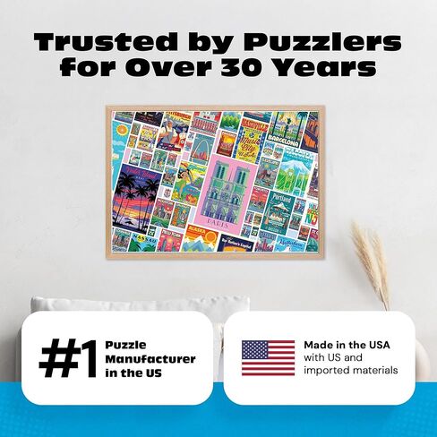 Buffalo Games Red Robot Vintage Posters 2000 Piece Jigsaw Puzzle - Multicolor, 38.5 x 26.5 in - Adult Puzzle - Bonus Poster Included - Precision Cut Pieces in Kuwait