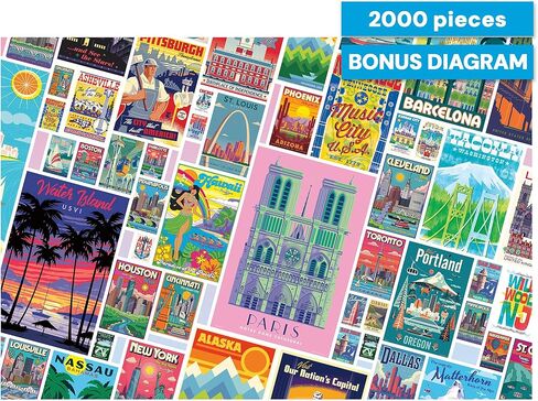 Buffalo Games Red Robot Vintage Posters 2000 Piece Jigsaw Puzzle - Multicolor, 38.5 x 26.5 in - Adult Puzzle - Bonus Poster Included - Precision Cut Pieces in Kuwait