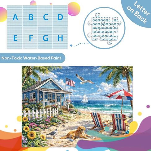 500 Piece Jigsaw Puzzle for Adults, Beach Seaside Puzzle with House Sunflowers Dogs Seagulls, Coastal Landscape Puzzles 500 Piece for Seniors Teens, Funny Relaxing Family Puzzles Gift 20.5 x 15 in in Saudi Arabia