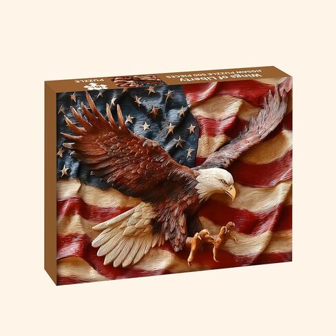 Puzzles for Adults 500 Pieces, Eagles Jigsaw Puzzles - Wings of Liberty, Impossible American Flag Puzzles for Seniors Family, 20.47x14.96 inches, 1:1 Poster, Letter on the Back in Saudi Arabia
