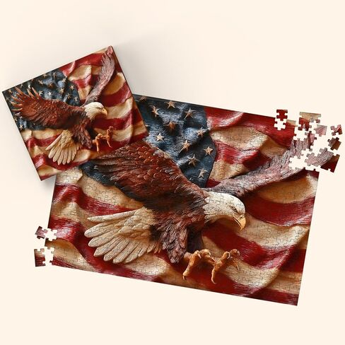 Puzzles for Adults 500 Pieces, Eagles Jigsaw Puzzles - Wings of Liberty, Impossible American Flag Puzzles for Seniors Family, 20.47x14.96 inches, 1:1 Poster, Letter on the Back in Saudi Arabia