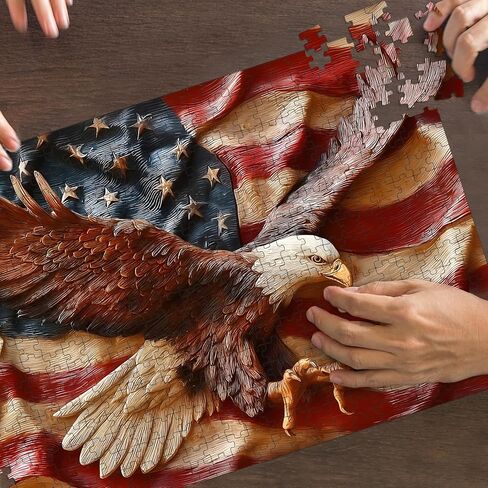 Puzzles for Adults 500 Pieces, Eagles Jigsaw Puzzles - Wings of Liberty, Impossible American Flag Puzzles for Seniors Family, 20.47x14.96 inches, 1:1 Poster, Letter on the Back in Saudi Arabia