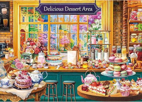 1000 Piece Puzzles for Adults,Dessert Story Jigsaw Puzzle 1000 Pieces for Adults Seniors,Challenging Family Games Holiday Party Gifts -1:1 Poster Interlock Perfectly Letter on Back in Saudi Arabia