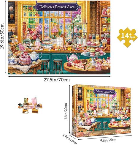 1000 Piece Puzzles for Adults,Dessert Story Jigsaw Puzzle 1000 Pieces for Adults Seniors,Challenging Family Games Holiday Party Gifts -1:1 Poster Interlock Perfectly Letter on Back in Saudi Arabia