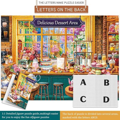 1000 Piece Puzzles for Adults,Dessert Story Jigsaw Puzzle 1000 Pieces for Adults Seniors,Challenging Family Games Holiday Party Gifts -1:1 Poster Interlock Perfectly Letter on Back in Saudi Arabia