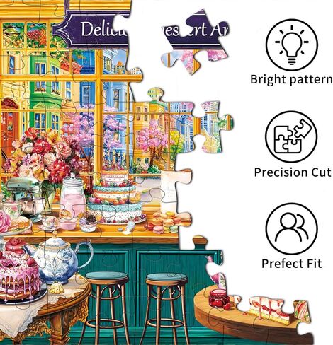1000 Piece Puzzles for Adults,Dessert Story Jigsaw Puzzle 1000 Pieces for Adults Seniors,Challenging Family Games Holiday Party Gifts -1:1 Poster Interlock Perfectly Letter on Back in Saudi Arabia