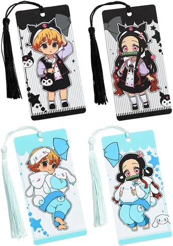 Anime Demon Kamado Acrylic Bookmark - Anime Tanjiron Zenitsu Giyuu Kyoujurou Figure Page Mark Reading Tool, Holiday Gifts for Reading Fans Book Lovers Bookworm (6pcs Style A) in Kuwait