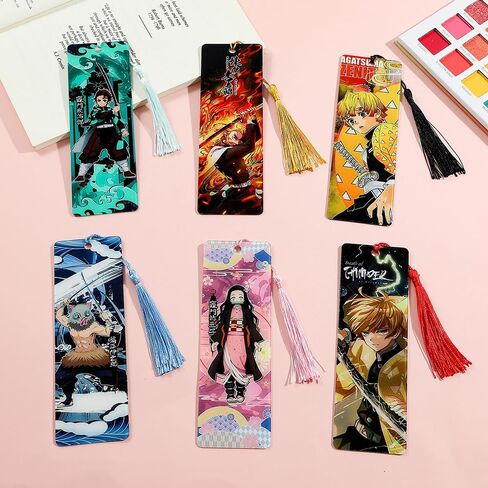 Anime Demon Kamado Acrylic Bookmark - Anime Tanjiron Zenitsu Giyuu Kyoujurou Figure Page Mark Reading Tool, Holiday Gifts for Reading Fans Book Lovers Bookworm (6pcs Style A) in Kuwait