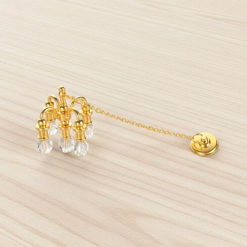 Dollhouse Chandelier, 1:12 Scale Doll House Lights, 5-Arm Hanging Alloy Chandelier, Pendant Luxury Decor Tiny Chandelier, Mini Chandelier for Dollhouse, Zinc Alloy and Crystal, Gold in Kuwait