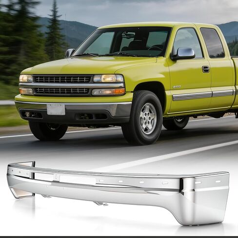 VRC Front Bumper Compatible with 1999 2000 2001 2002 Chevy Silverado 1500 2500 3500 & 2000-2006 Suburban/Tahoe,Chrome Steel One-Piece Bumper,GM1002376 12336026 in Saudi Arabia