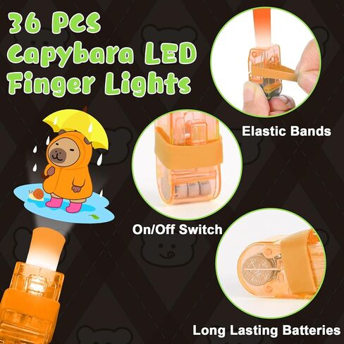 36Pcs Capybara LED Finger Lights Animal Party Favors Glow in the Dark Light Up s Capybara Themed s Bulk for Birthday Party Favors Treasure Box Goodie Bag Stuffer Birthday Gifts Prize in Saudi Arabia