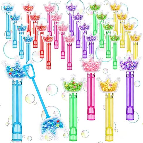 24Pcs Glitter Princess Crown Bubble Wands, Bulk Party Favors for Celebrations, Goodie Bag Stuffers, Wedding & Birthday Party Supplies, Elegant Decor & Photo Props in Saudi Arabia