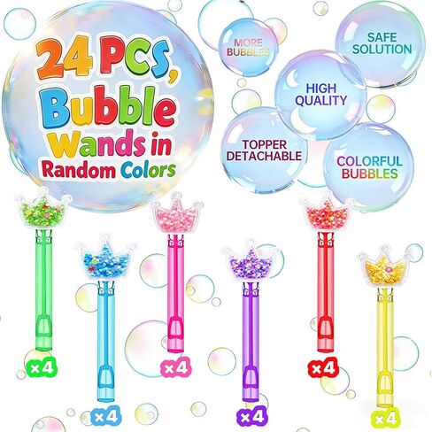 24Pcs Glitter Princess Crown Bubble Wands, Bulk Party Favors for Celebrations, Goodie Bag Stuffers, Wedding & Birthday Party Supplies, Elegant Decor & Photo Props in Saudi Arabia