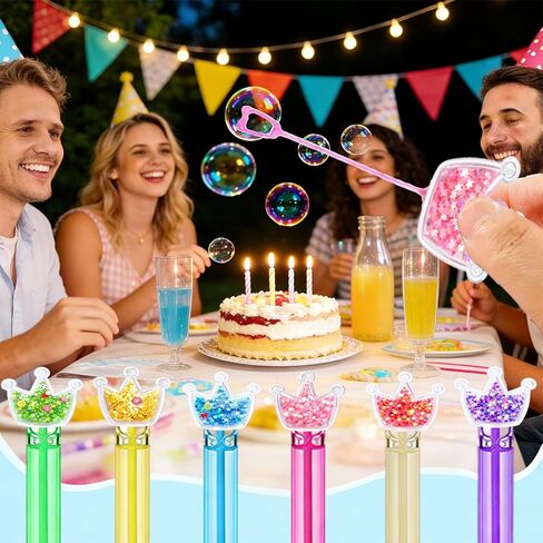 24Pcs Glitter Princess Crown Bubble Wands, Bulk Party Favors for Celebrations, Goodie Bag Stuffers, Wedding & Birthday Party Supplies, Elegant Decor & Photo Props in Saudi Arabia