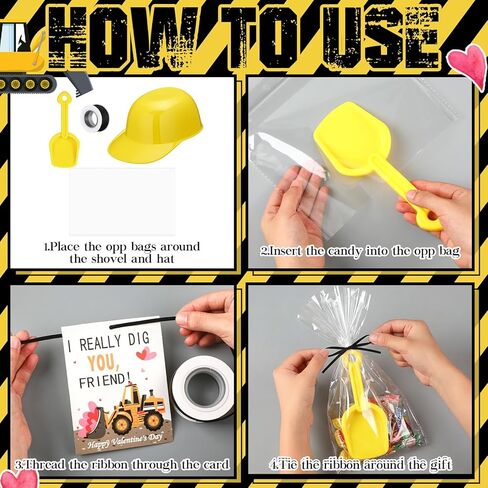 Liitrsh 73 Pcs/18 Sets Construction Party Favors Including Small Hard Hat Snack Ice Cream Bowl and Shovel Construction Gifts Soft Plastic Building Birthday Party Gifts with Transparent Bags in Kuwait