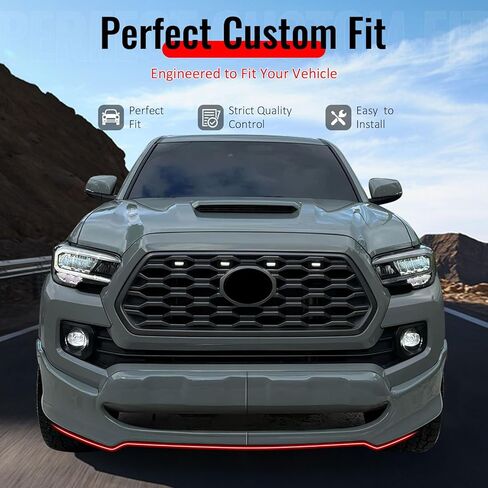 حافة ممتصة للصدمات الأمامية من IKON MOTORSPORTS، متوافقة مع 2016-2023 Toyota Tacoma، نمط IKON غير مطلي باللون الأسود من البولي يوريثان من البولي يوريثين، حاجز حماية للذقن، قطعتان in Kuwait
