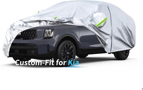 Custom-Fit for Kia Car Cover, 7 Layers Car Cover Waterproof All Weather for Automobiles, Outdoor Full Cover Rain Sun UV Protection with Zipper (for Kia Sorento) in Kuwait