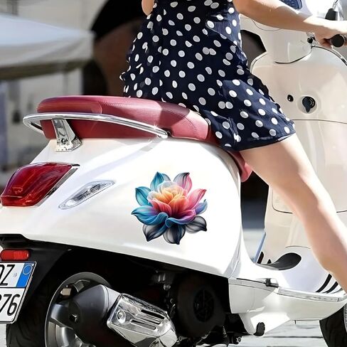 Decorative Floral Car Sticker, Multicolor Lotus Design, 2 Pack, Waterproof Vehicle Decal for Cars, SUV, Laptop d094 in Saudi Arabia