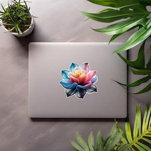Decorative Floral Car Sticker, Multicolor Lotus Design, 2 Pack, Waterproof Vehicle Decal for Cars, SUV, Laptop d094 in Saudi Arabia