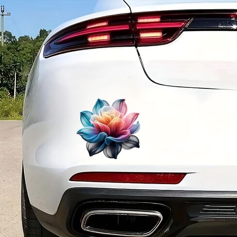 Decorative Floral Car Sticker, Multicolor Lotus Design, 2 Pack, Waterproof Vehicle Decal for Cars, SUV, Laptop d094 in Saudi Arabia