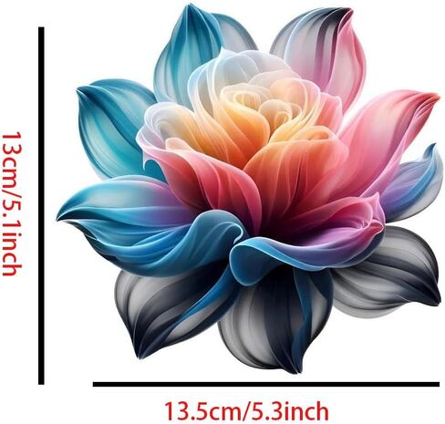 Decorative Floral Car Sticker, Multicolor Lotus Design, 2 Pack, Waterproof Vehicle Decal for Cars, SUV, Laptop d094 in Saudi Arabia