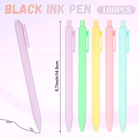 JJUNW 100 Pieces Retractable Black Gel Ink Pens, 0.5mm Fine Point Aesthetic Pens, Color Gel Pen Office Supplies for Writing Journaling Taking Notes School in Kuwait