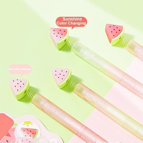 Maydahui 4 Pcs Cute Watermelon Pens Sunshine Color Changing Silicone Watermelon Style Smooth Writing Twistable Gel Pens Black Ink for Office in Kuwait